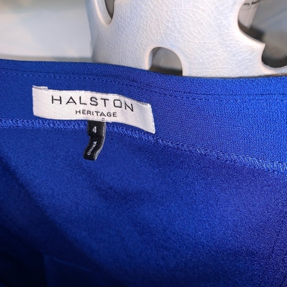 HALSTON Heritage Cobalt Blue One Shoulder Dress Size 4 Asymmetric Hi Lo Hem Sexy - Picture 6 of 8